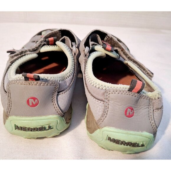 Merrell Kids Closed-Toe Sandals Size 2M Gray & Mint Green Leather/Textile Uppers - Picture 4 of 7